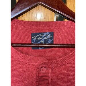 Roundtree & Yorke Men’s Long Sleeve Henley 1/4 Button Red Pink Salmon XL New